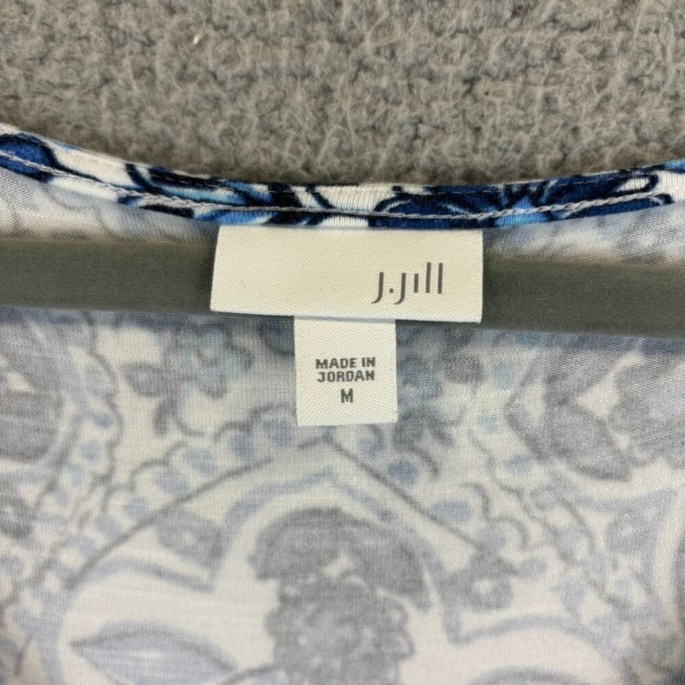 J Jill Dress Medium Beach Coastal Jersey Knit Midi Tile Print Stretch Comfort - Picture 6 of 13